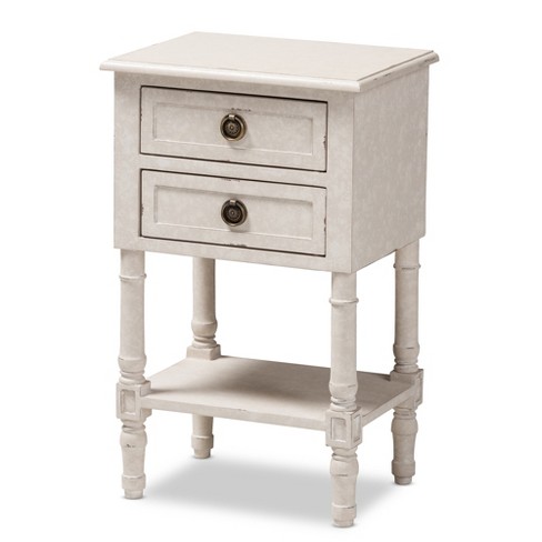 Lenore Country Cottage Farmhouse 2 Drawer Nightstand White