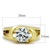 Slickblue Polished Stainless Steel Women's Engagement Ring - 7.75mm Clear CZ Solitaire, Round, Silver/Gold, Size 5-10 - 2 of 4