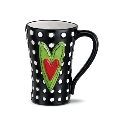 DEMDACO White Dots Mug 15 Ounce - Black