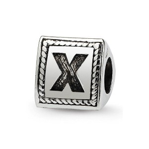Black Bow Jewelry Triangle Block, Letter X Sterling Silver Bead Charm - 1 of 3