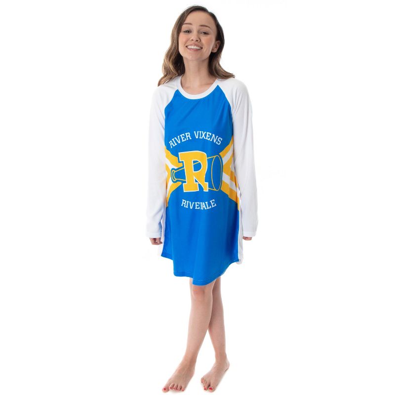 Riverdale Women's River Vixens Costume Raglan Sleep Shirt Pajama Nightgown, 3 of 6