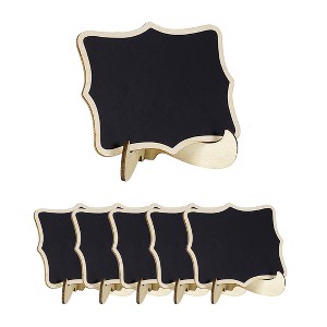 Unique Bargains Wood Mini Chalkboard Signs Tags with Base Stands Message Board Signs 6 Pcs - 1 of 4