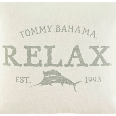 Tommy Bahama Off-White Cotton Square Throw Pillow with Zipper Closure