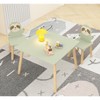 KTMBDW Kids Table and Chair Set with 2 Cute Sloth Chairs, Wooden Toddler Activity Table, Cute Animal Design & Study Set for Playroom, Classroom, Green - 3 of 4