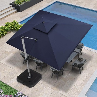 PURPLE LEAF 10' X 12' Patio Umbrella Outdoor Rectangle Umbrella Silvery Cantilever Outdoor Umbrella for Garden Deck Pool Patio