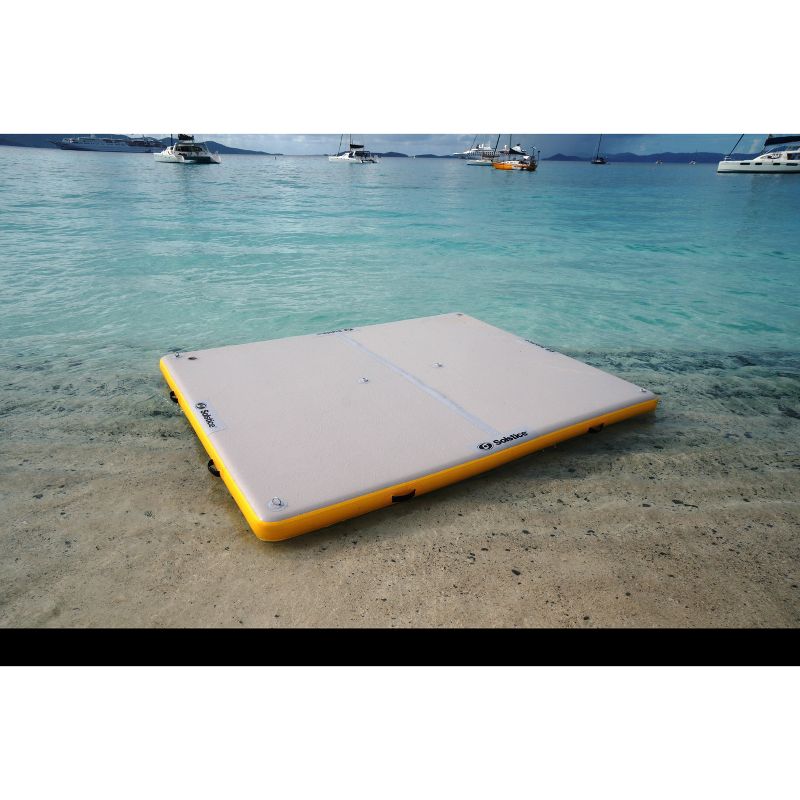 Swim Central 10-FT Inflatable White and Yellow Private Solstice Drop Stitch Lake Dock, 2 of 7