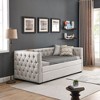 NicBex 85" Daybed Upholstered Twin Daybed with Trundle, Linen Fabric Day Bed with Tufted Button and Copper Nail for Living Room - 2 of 4