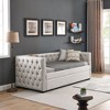 NicBex 85" Daybed Upholstered Twin Daybed with Trundle, Linen Fabric Day Bed with Tufted Button and Copper Nail for Living Room - image 2 of 4