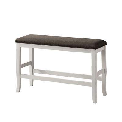 Simple Relax Upholstered Counter Height Bench in Off-White and Dark Gray