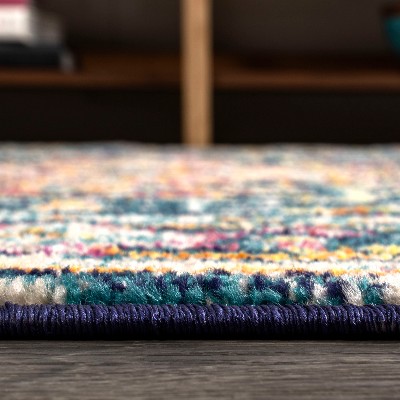 Bohemian Blue and Beige Medallion 5x8 Synthetic Area Rug