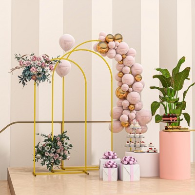 Gold Metal Wedding Arch Backdrop Stand Set of 3