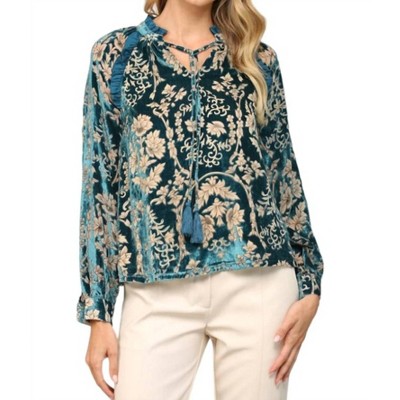 Women's Ruffle Velvet Blouse - Fate