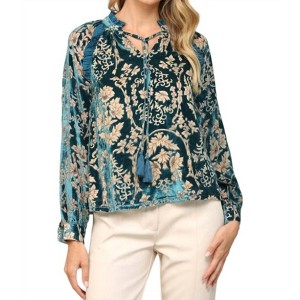 Women's Ruffle Velvet Blouse - Fate - 1 of 3
