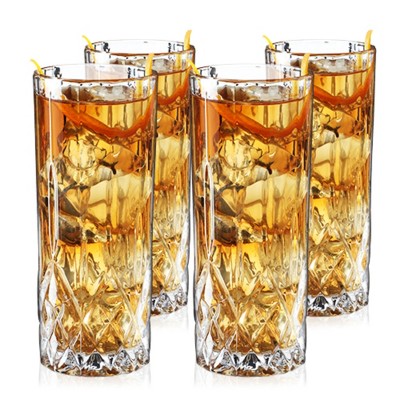 Admiral Cut Crystal Tall Highball Glasses Set of 4