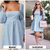 EXLURA Womens Square Neck Dress Long Puff Sleeve A-Line Casual Short Mini Dresses - 3 of 4