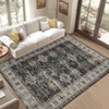 Boho Distressed Rug Vintage Medallion Print Carpet Machine Washable Low Pile Thin Floor Area Rug - 2 of 4
