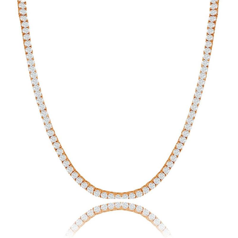 Cate & Chloe Olivia 18K Rose Gold Plated Tennis Necklace with Simulated Diamond Crystals Gift for Women
