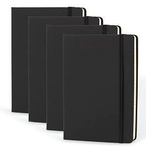 Simply Genius A5 Lined Notebooks with Hardcover - College Ruled Notebook - 192 pages, 5.7" x 8.4" (Black, 4 Pack) - 1 of 4