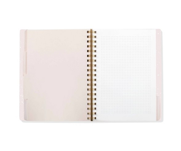 Faux Leather Multi-ruled Journal with Dividers and Pocket Navy/ Rose Gold- Fringe