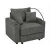 Accent Chair with Storage Armrest - Oversized Comfy Living Room Chair with 8" Thick Cushion, 2 Cup Holders & Phone Pocket, Solid Wood Frame - 3 of 4