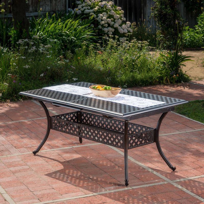 Abigail Rectangle Cast Aluminum Expandable Outdoor Patio Dining Table - Copper - Christopher Knight Home, 3 of 7