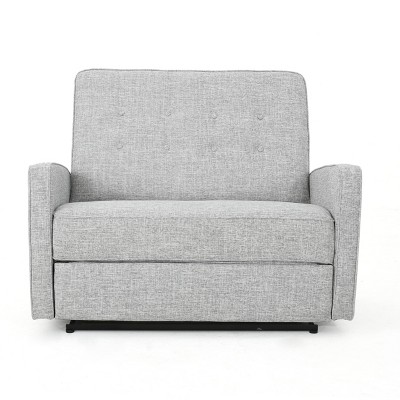 Christopher Knight Home Calliope Buttoned Fabric Reclining Loveseat Light Gray Tweed: Transitional Upholstered 2-Seater Sofa