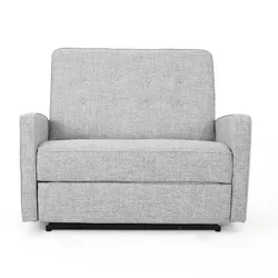 Calliope Buttoned Fabric Reclining Loveseat Light Gray Tweed - Christopher Knight Home