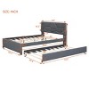 KTMBDW Full/Queen Size Upholstered Platform Bed with Brick Pattern Headboard and Twin Size Trundle, Linen Fabric - 3 of 4