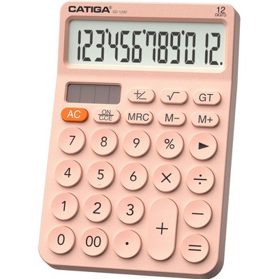 CATIGA 12 Digit Desktop Calculator with Large LCD Display, Round Design Big Button, for Office, Home, School, SD-1292