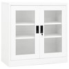 vidaXL White Office Cabinet - Scandinavian Style Steel Office Cabinet - 2-Door Steel Filing Cabinet with Glass Doors - Adjustable and Lockable Shelves - 2 of 4