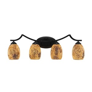 Toltec Lighting Zilo 4 - Light Vanity in  Matte Black with 5" Gold Fusion Shade - 1 of 1