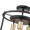 C Cattleya 3-Light Black and Gold Drum Cage Semi Flush Mount Light - 3 of 4