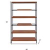 HomeRoots 70" Oak And Black Metal and Wood Six Tier Etagere Bookcase - 3 of 4