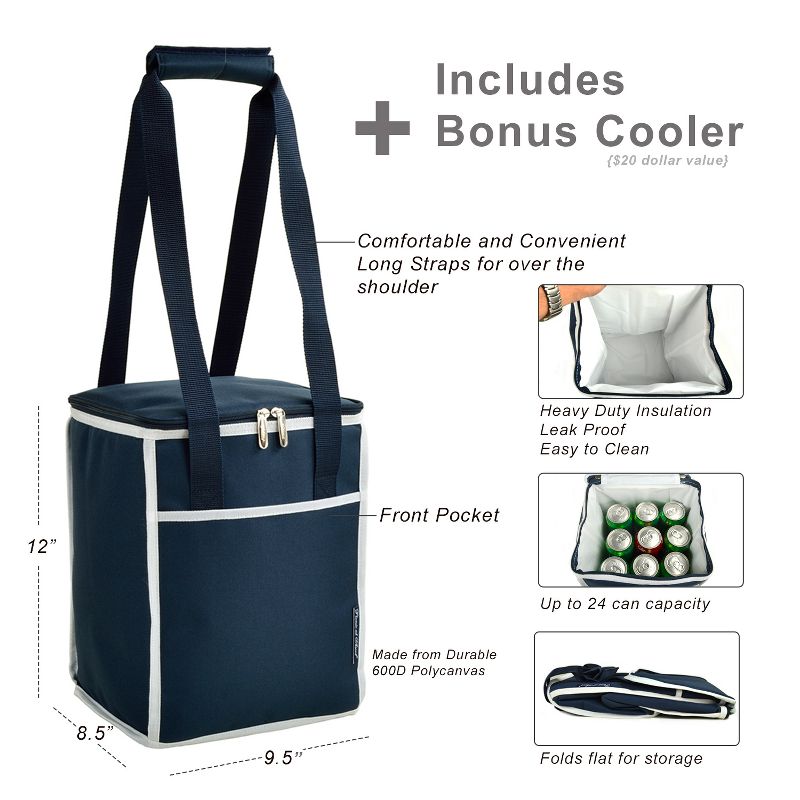 Picnic at Ascot Original Equipped Picnic Backpack for 4 with Blanket & Extra Separate Bonus Cooler, 5 of 8