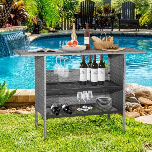 Outdoor rattan bar discount set