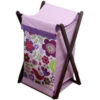 Bacati - Botanical Purple Laundry Hamper with Wooden Frame