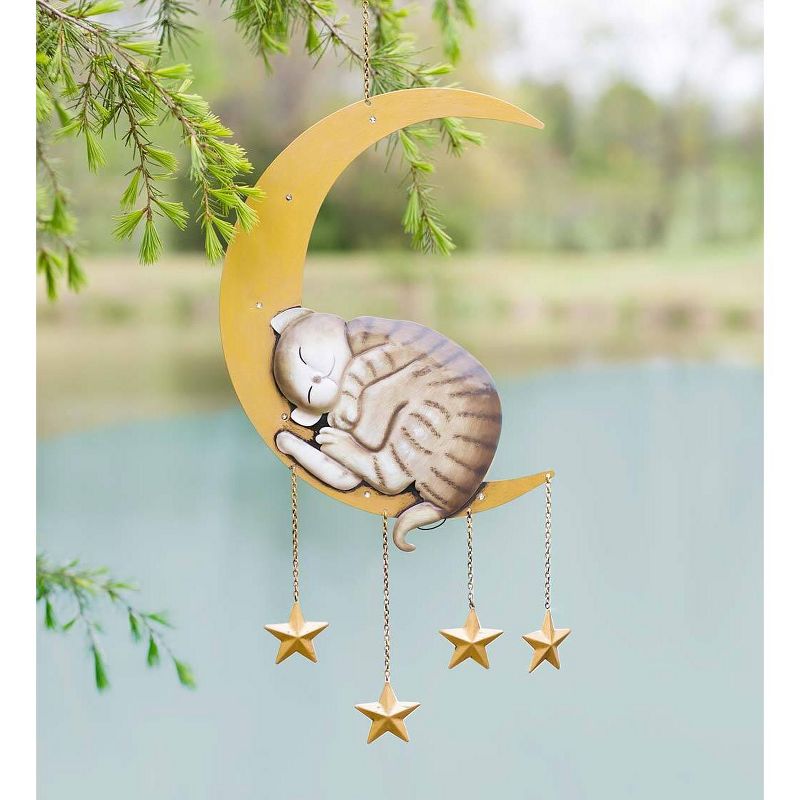 Wind & Weather Lighted Hanging Metal Moon with Animals Indoor/Outdoor Decoration - Cat, 2 of 5