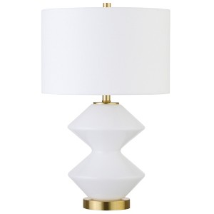 Hudson and Canal 22.75" Tall Double Gourd Lamp with Fabric Shade - 1 of 4