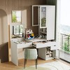 Vanity Desk with Mirror Hidden Compartments Glass Cabinets Multifunctional for Bedroom or Home Office-3irtyhousy - 3 of 4