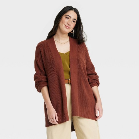 Women's Open-front Cardigan - Universal Thread™ Brown S : Target