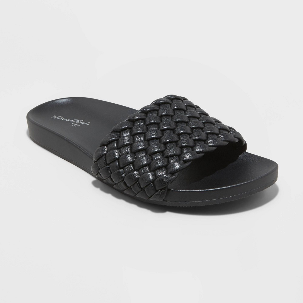 Women's Polly Woven Slide Sandals - Universal Thread Black 7