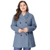 Women's Plus Size 2 Piece Outfits Notched Lapel Double Breasted Winter Dressy Overcoats - Agnes Orinda - 2 of 4