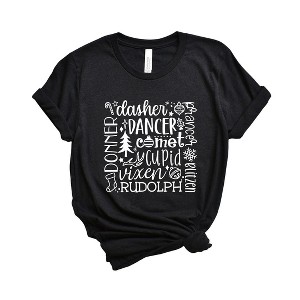 Simply Sage Market Women's Reindeer Name Collage Short Sleeve Graphic Tee - 1 of 4