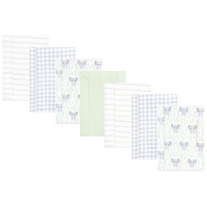 Hudson Baby Cotton Flannel Burp Cloths 7pk, Leafy Elephant, One Size - 1 of 4