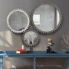 Vintage Wood Mirror, Round Hanging Gear Shape Vanity Mirror Wall Decor, Modern Mirror for Bathroom, Bedroom, Living Room - ModernLuxe - 2 of 4