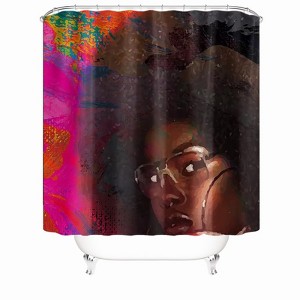 Girl With Glasses Shower Curtains for Bathroom Waterproof Fabric Bath Curtain Durable Soft Stylish Bathroom Decor 72x72 Inch - 1 of 1