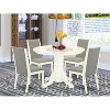 HomeStock 5-Piece Round Buttermilk and Cherry Finish Solid Wood Top Dining Table with 4 Parson Chair - 2 of 4