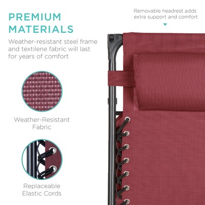 Burgundy Folding Zero Gravity Recliner with Canopy and Tray