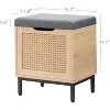 Homhougo Storage Chest with Foam Pad Seating Cushion, Natural Rattan 16in Storage Bench Organizer Brown - 2 of 4