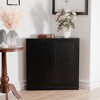 MAYEERTY Modern Solid Wood Double Doors Corner Storage Cabinet Efficient Storage for Home Cornei Libing Room Black - 2 of 4